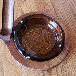 Pipe Stand Ash Tray Amber Glass Decatur USA